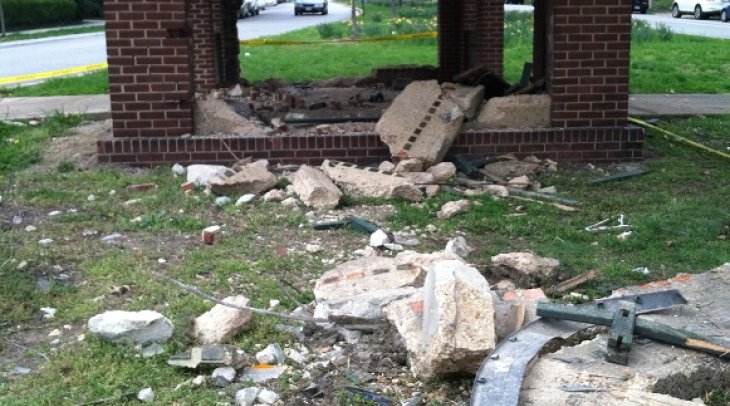 Roland Avenue Trolley Stop - after accident